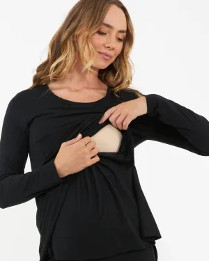 trendy maternity Raw Edge Nursing Top Black