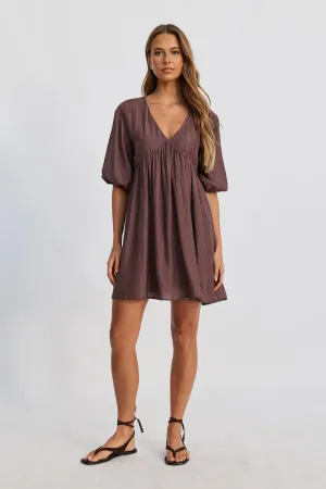 Capri Babydoll Mini Dress - Chocolate active mom