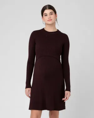 pregnancy chic Hailey Rib Knit Nursing Dress Chocolate