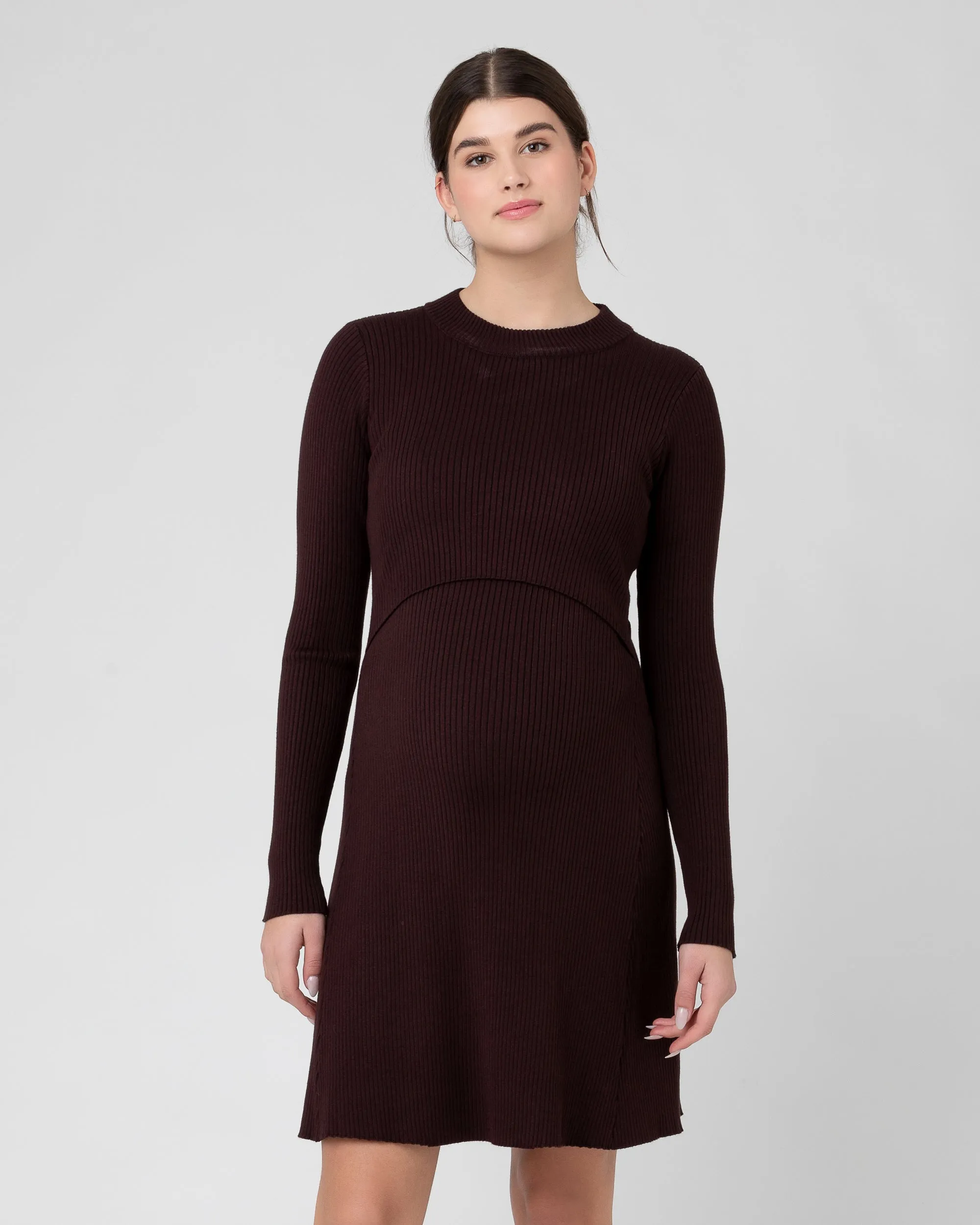 pregnancy chic Hailey Rib Knit Nursing Dress Chocolate