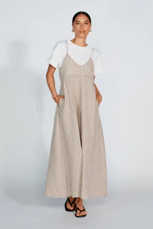 pregnancy support Olivia Layered Two-Piece Babydoll Dress - White / Beige Plaid