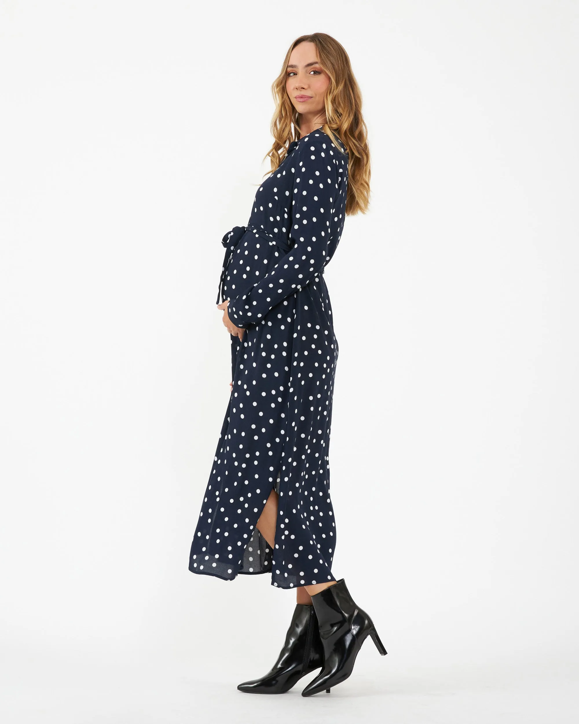 Polka Dot Spot Shirt Dress  Navy / White