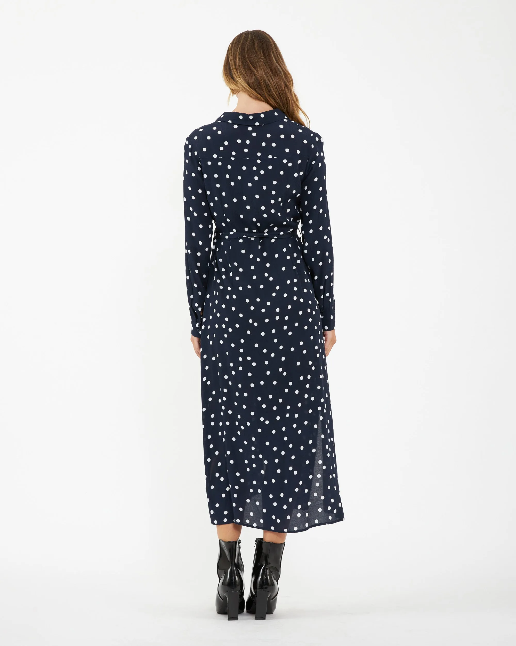 Spot Shirt Dress  Navy / White working mom pregnancy style