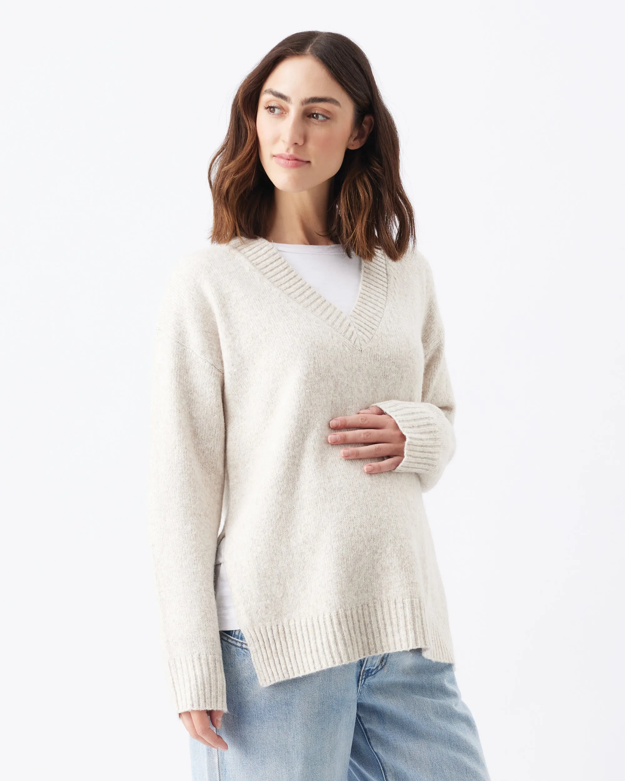 postnatal wear Vera Nursing Knit  Oat Marle