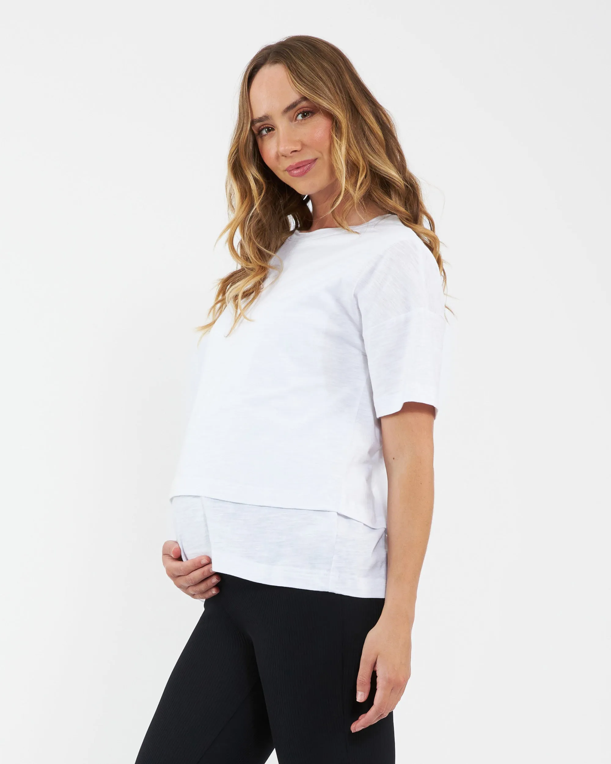 maternity classic Claud Nursing Tee  White