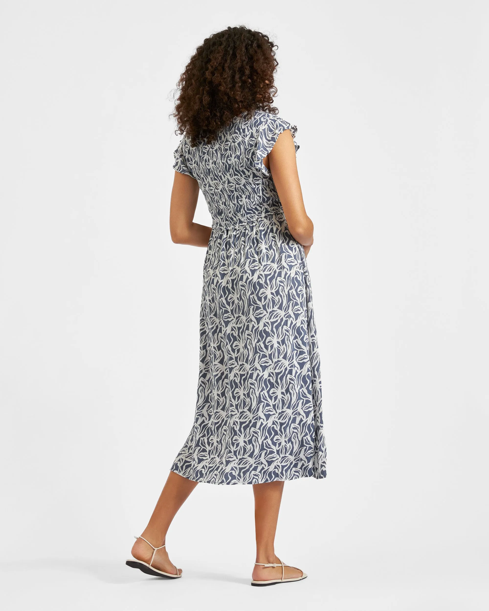 Soft Touch Edie Nursing Dress  Washed Indigo / White