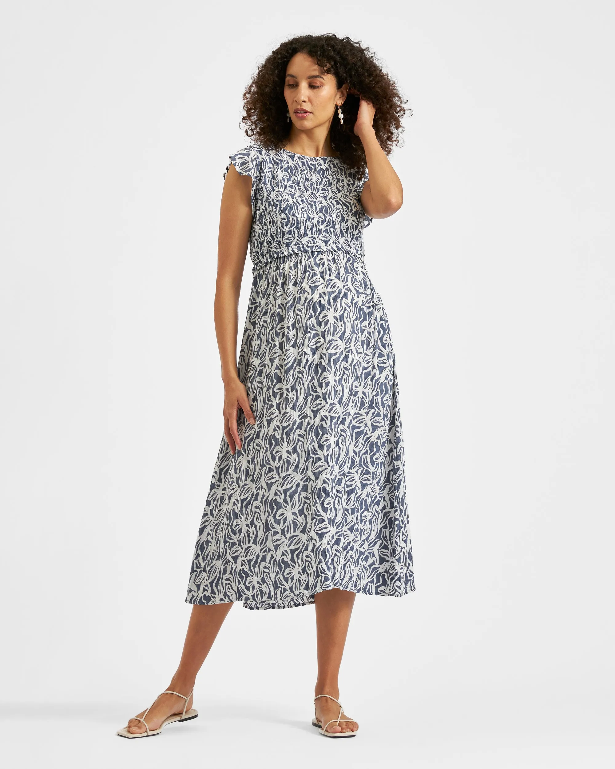 Edie Nursing Dress  Washed Indigo / White Maternity Shorts