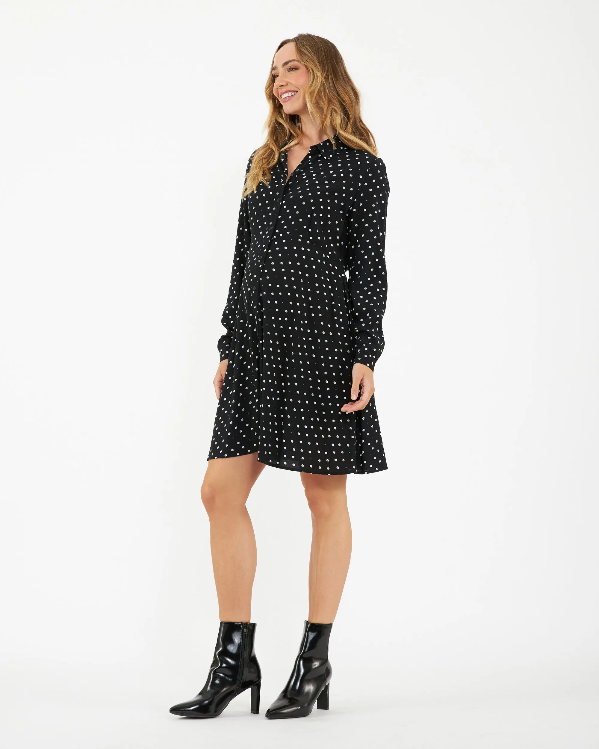 Odor Resistant Fifi Shirt Dress  Black