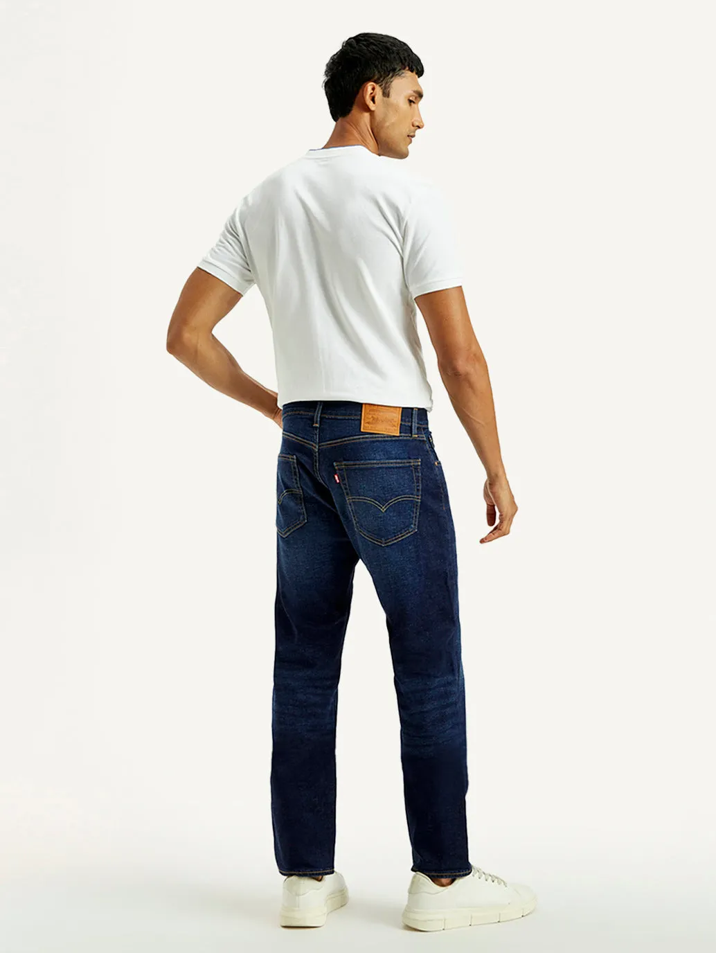 Men's 505 Dark Indigo Straight Fit Mid Rise Linen Jeans Artist Vibe Everyday