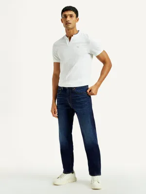 Stain Release Finish Men's 505 Dark Indigo Straight Fit Mid Rise Linen Jeans