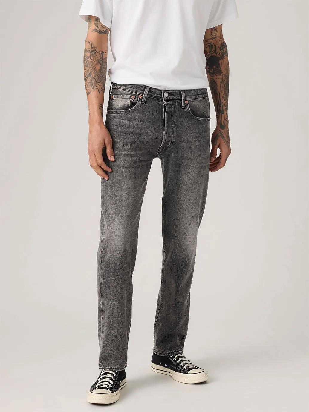 Men's 501 Grey Straight Fit Mid Rise Jeans Style Combo Street Fashion Parent Style