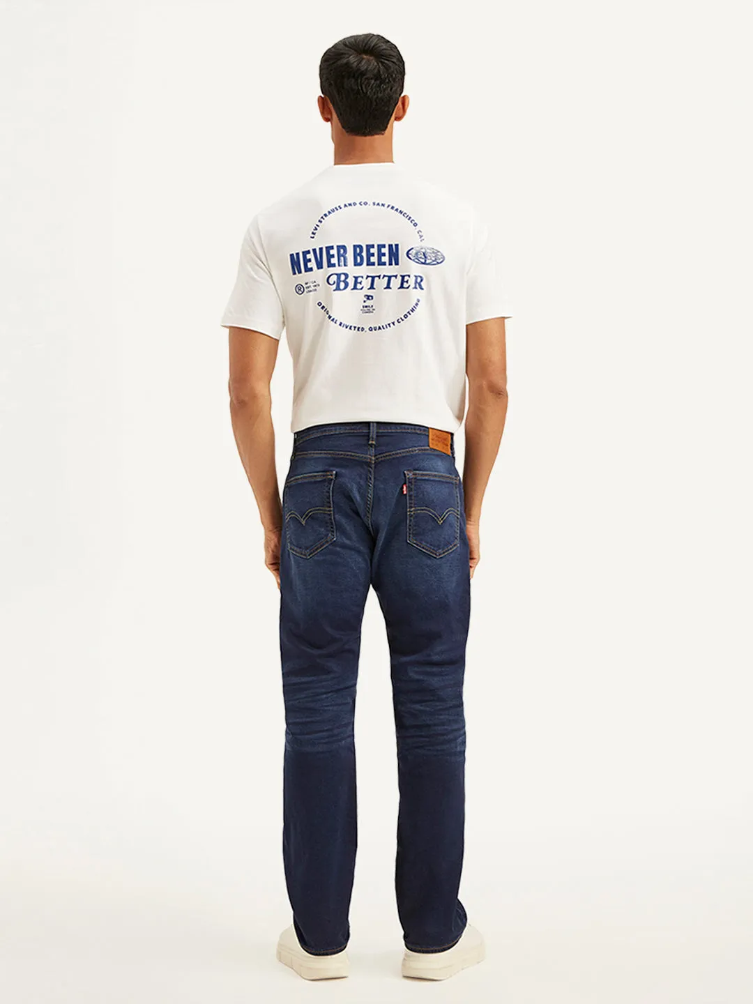 Men's 505 Navy Blue Straight Fit Mid Rise Jeans Multi Pocket Design