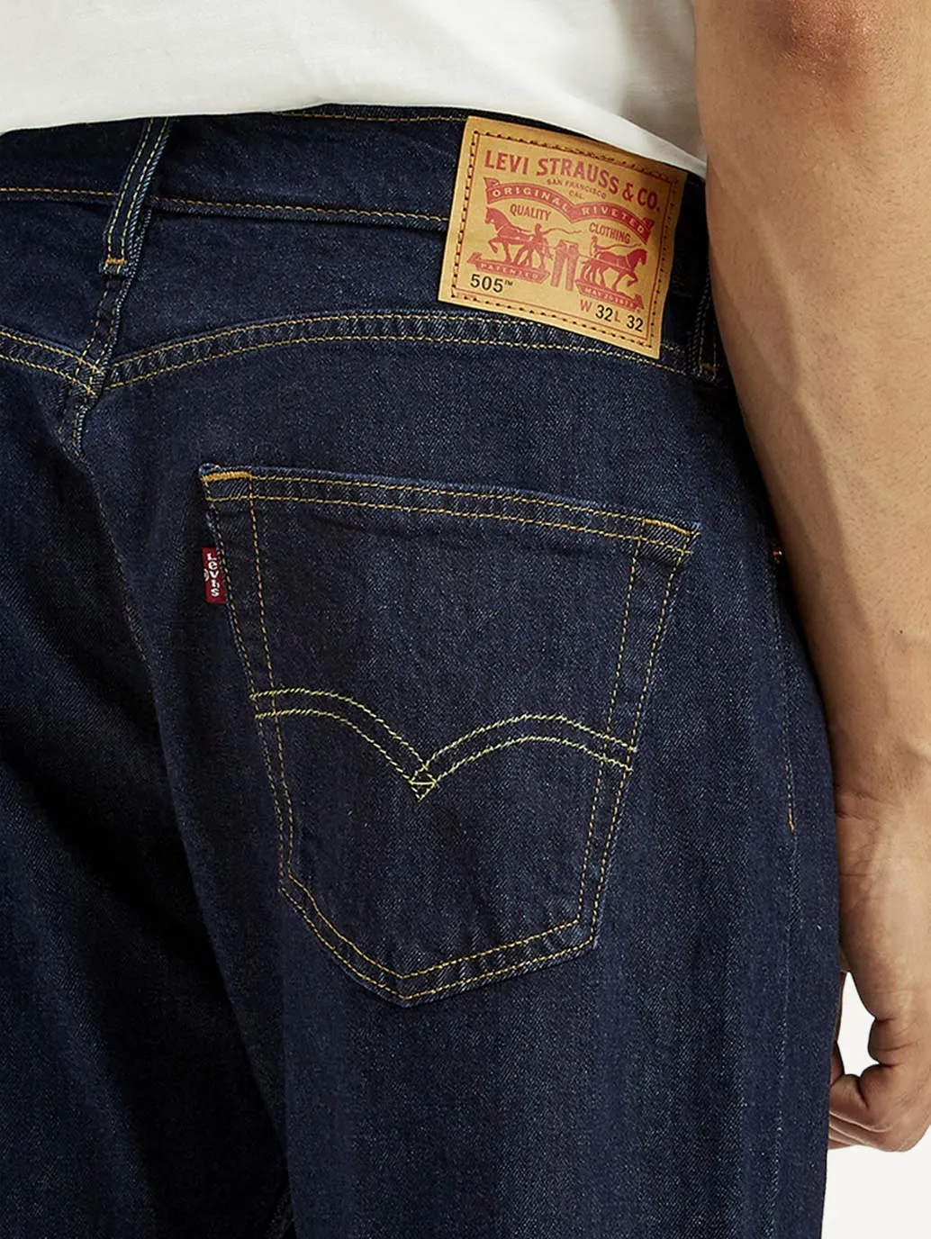 Comfy Fit Day Out Style Men's 505 Navy Blue Straight Fit Mid Rise Jeans