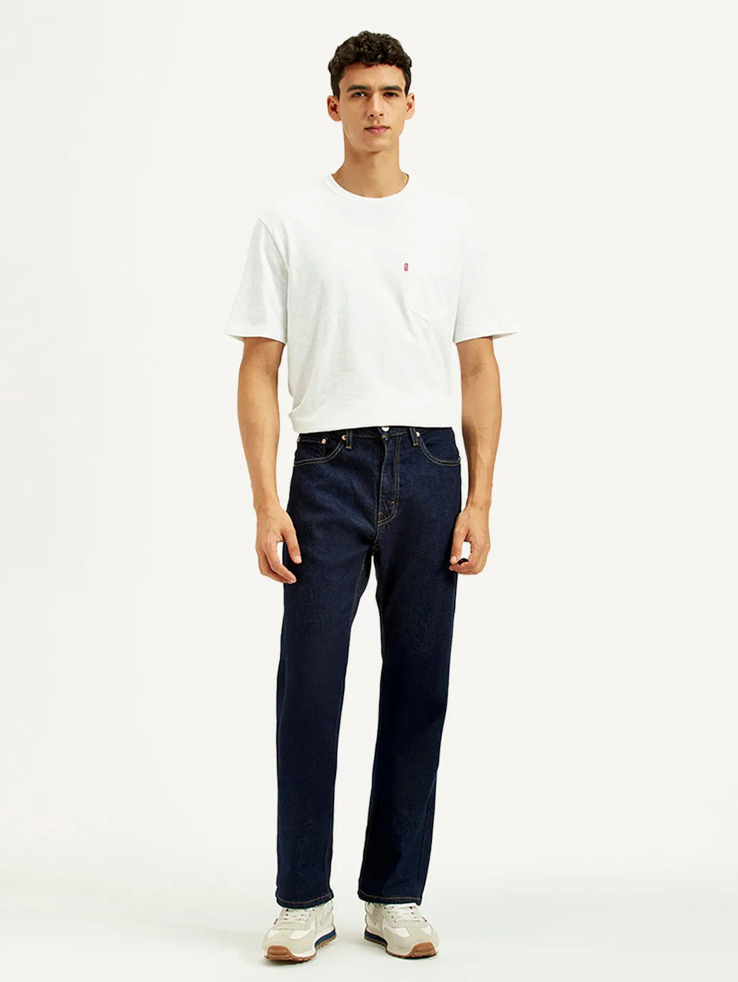 Winter Warmth Sustainable Men's 505 Navy Blue Straight Fit Mid Rise Jeans