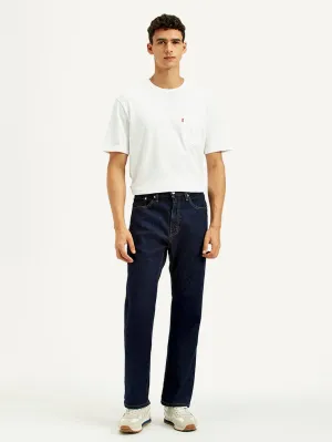 Winter Warmth Sustainable Men's 505 Navy Blue Straight Fit Mid Rise Jeans