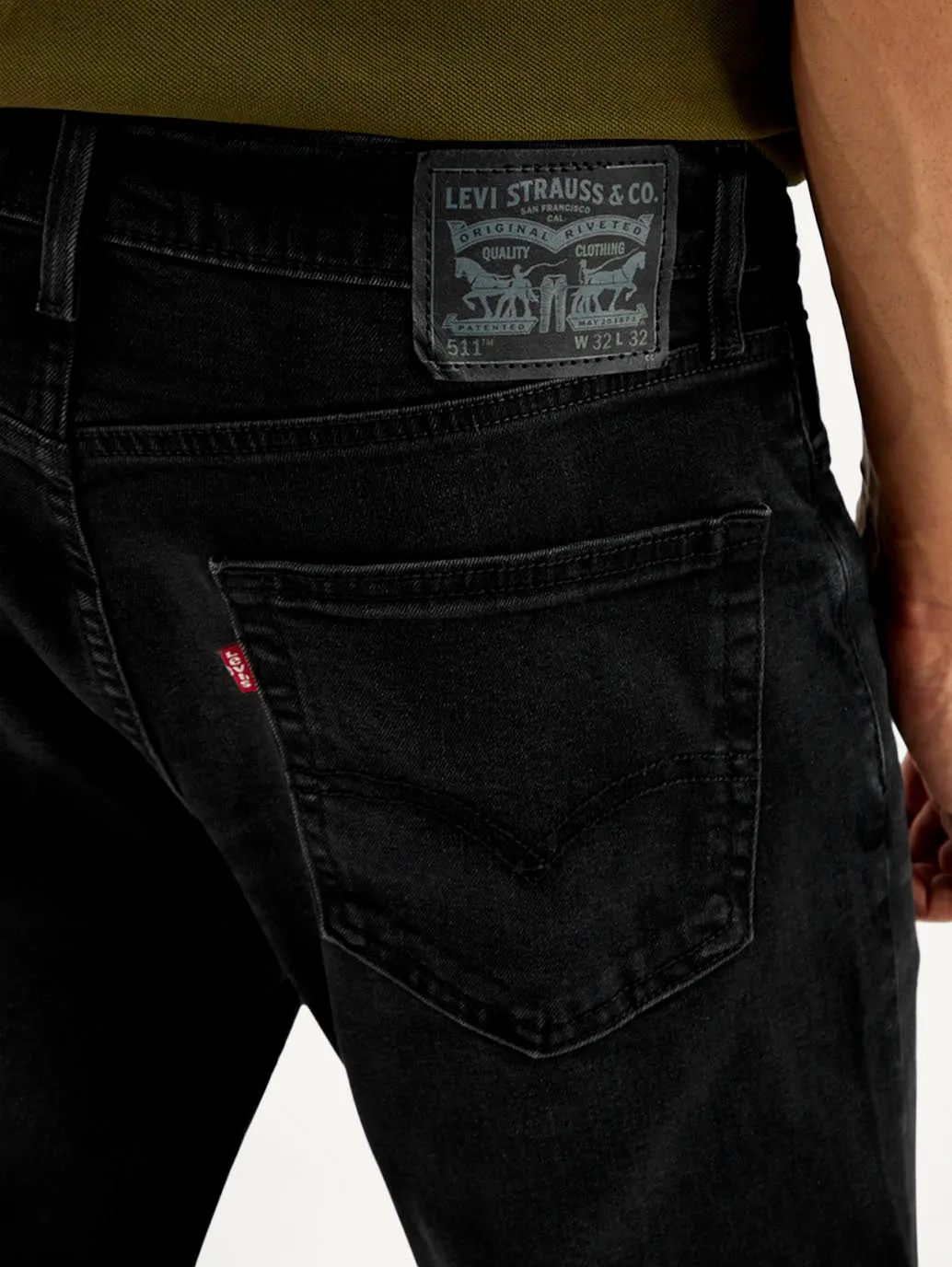 Go To Look Men's 511 Black Slim Fit Mid Rise Jeans