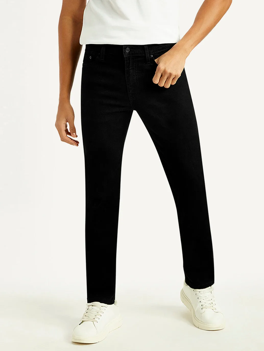 Men's 511 Black Slim Fit Mid Rise Jeans Trendy Wear Stretch Fabric