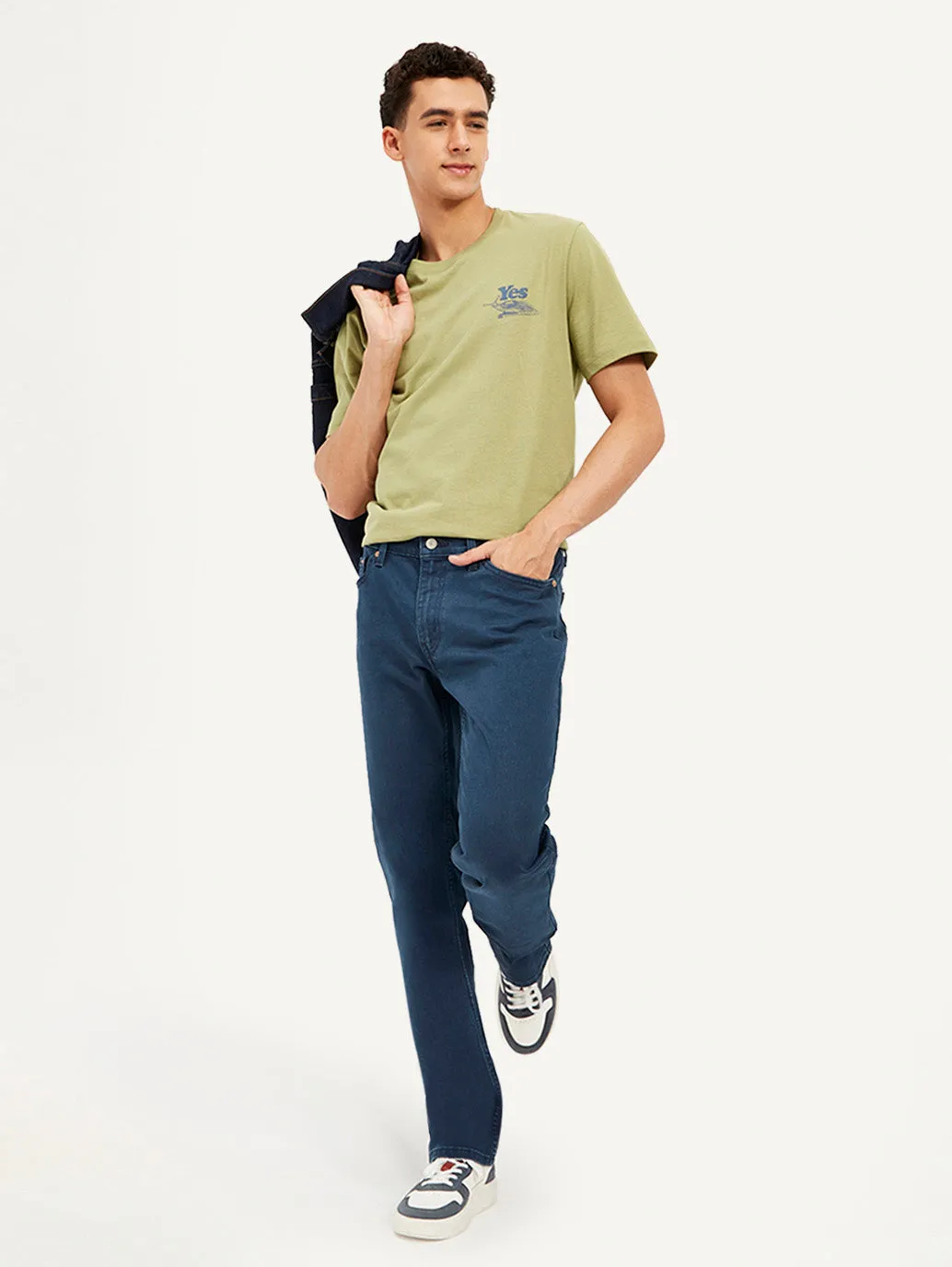 Men's 511 Dark Blue Slim Fit Mid Rise Jeans Artist Vibe Work Meeting Casual Dynamic Style