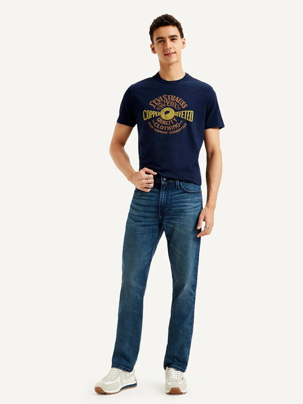 Men's 511 Dark Blue Slim Fit Mid Rise Jeans Fashion Lover Youth Style Smooth