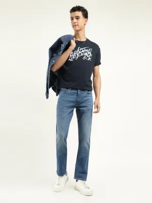 Men's 511 Indigo Slim Fit Mid Rise Jeans Perfect Length Design Shrink Resistant Denim