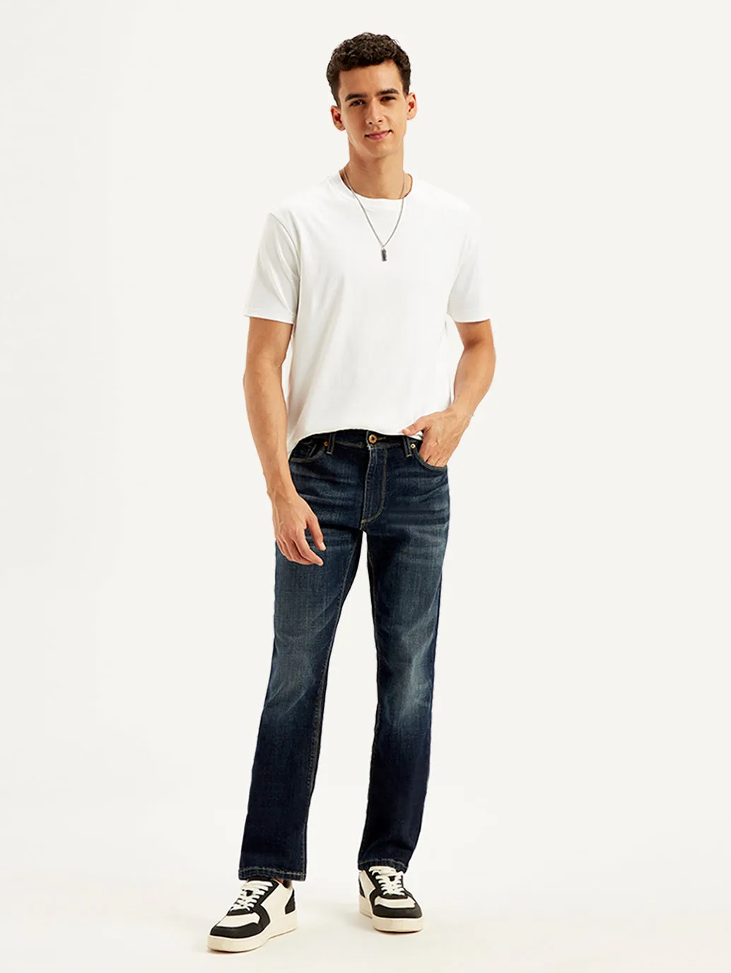 Men's 511 Navy Blue Slim Fit Mid Rise Jeans Chill Vibes Parent Style Trendy Breathable