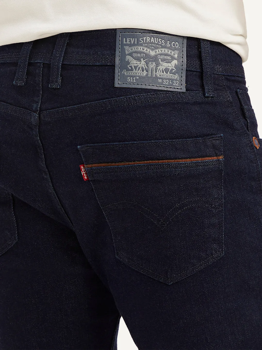 Men's 511 Navy Blue Slim Fit Mid Rise Jeans Urban Ready Smooth Comfort