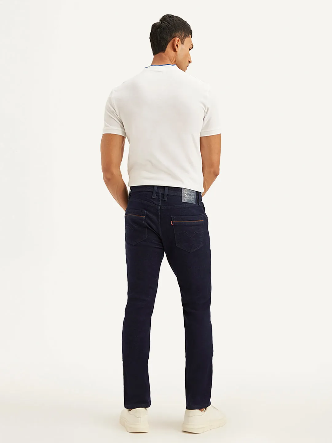 Sunny Vibes Rainy Day Shopping Day Natural Style Men's 511 Navy Blue Slim Fit Mid Rise Jeans