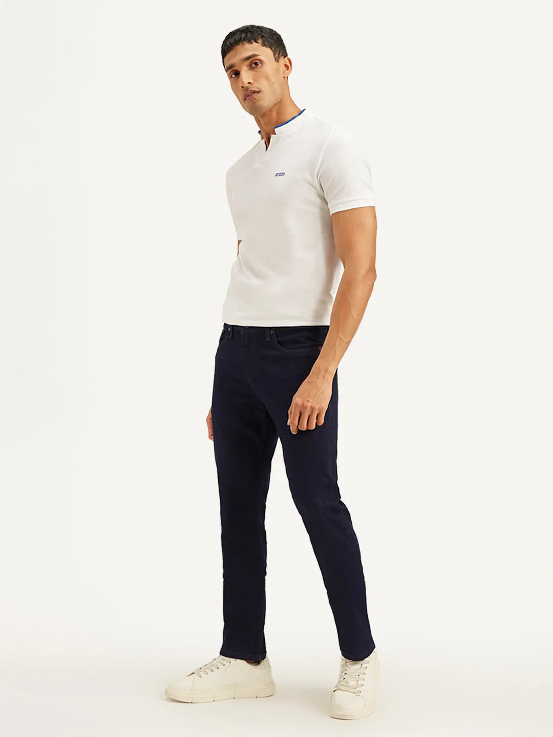 Men's 511 Navy Blue Slim Fit Mid Rise Jeans Garment Washed Softness Fade Resistant Finish