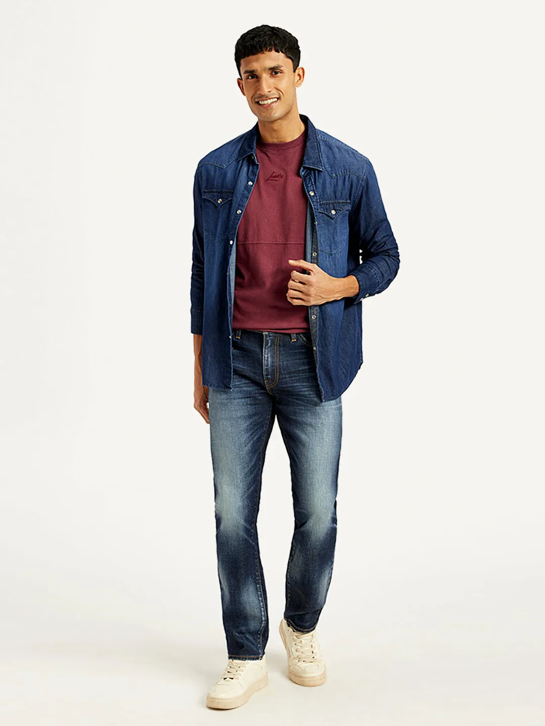 Stylish Fit Fashion Lover Outdoor Enthusiast Men's 511 Navy Blue Slim Fit Mid Rise Jeans