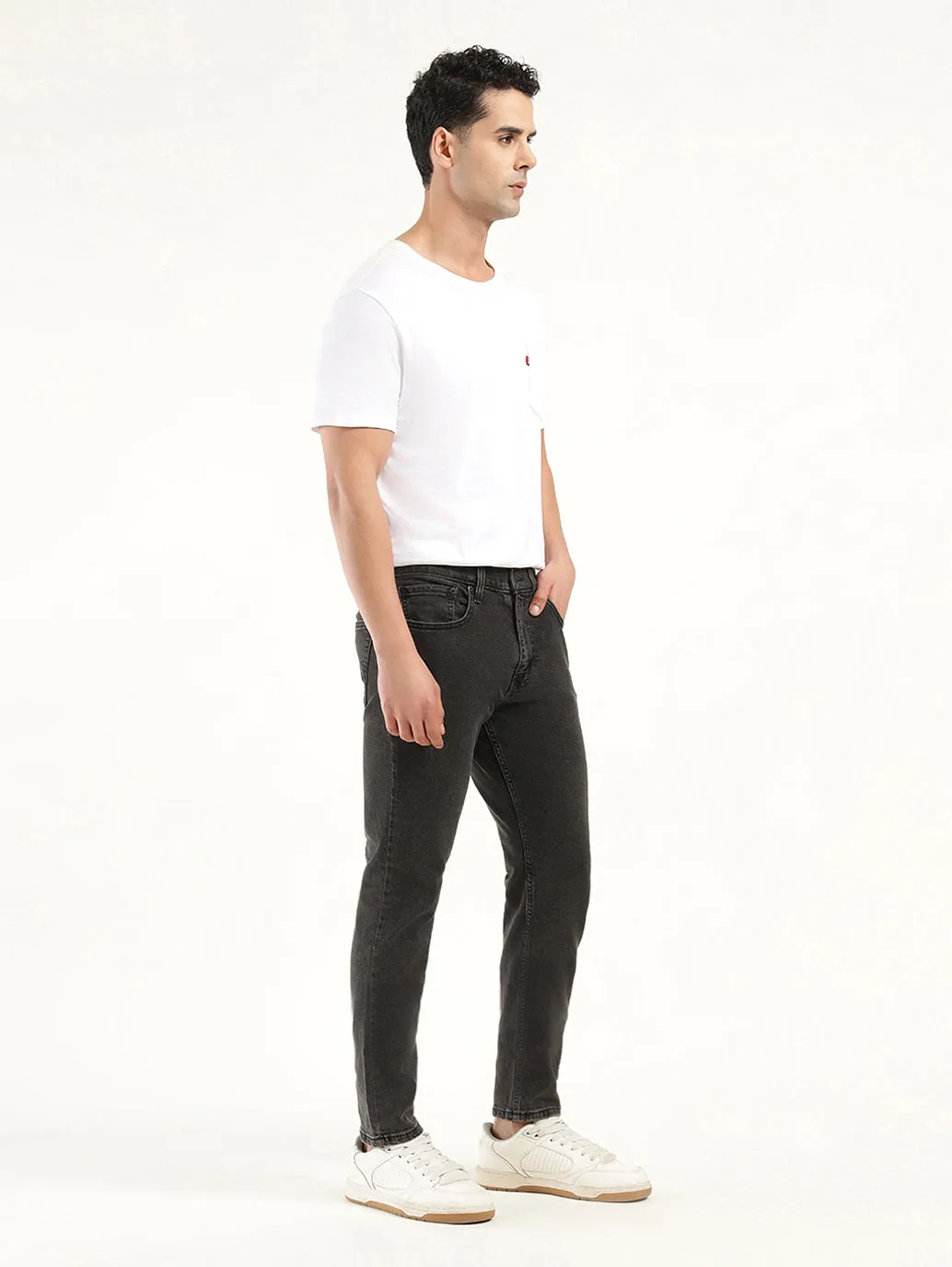 Men's 512 Black Slim Tapered Fit Mid Rise Jeans Minimal Fading