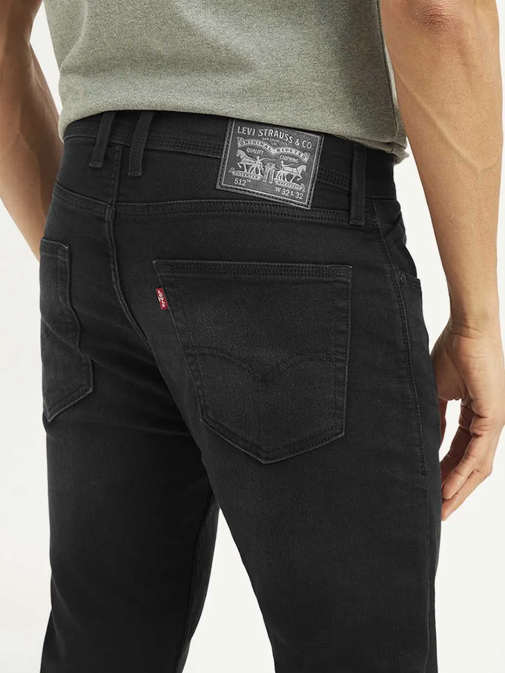 Pre Shrunk Material Men's 512 Black Slim Tapered Fit Mid Rise Jeans