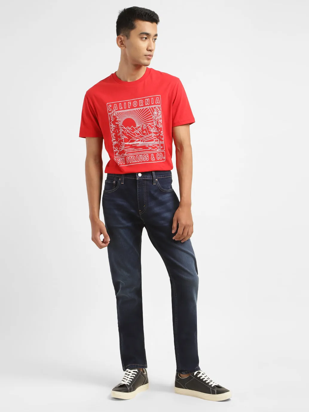 Loose High Quality Morning Stroll Wearable Piece Men's 512 Dark Blue Slim Tapered Fit Mid Rise Jeans