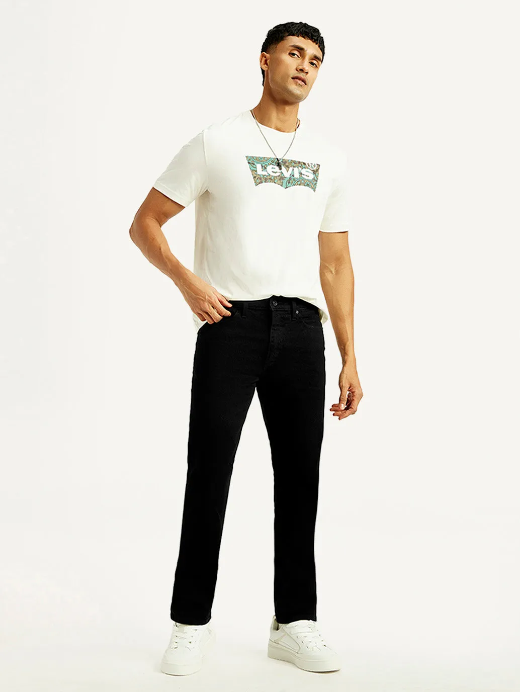 Men's 513 Black Slim Straight Fit Mid Rise Jeans Smart Comfort Fray Resistant Hem