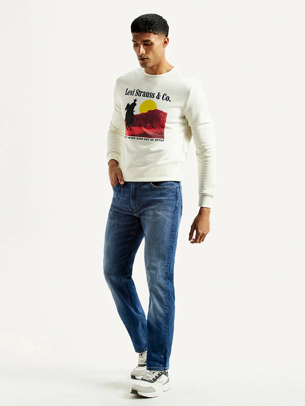 Breathable Lining System Men's 513 Blue Slim Straight Fit Mid Rise Jeans