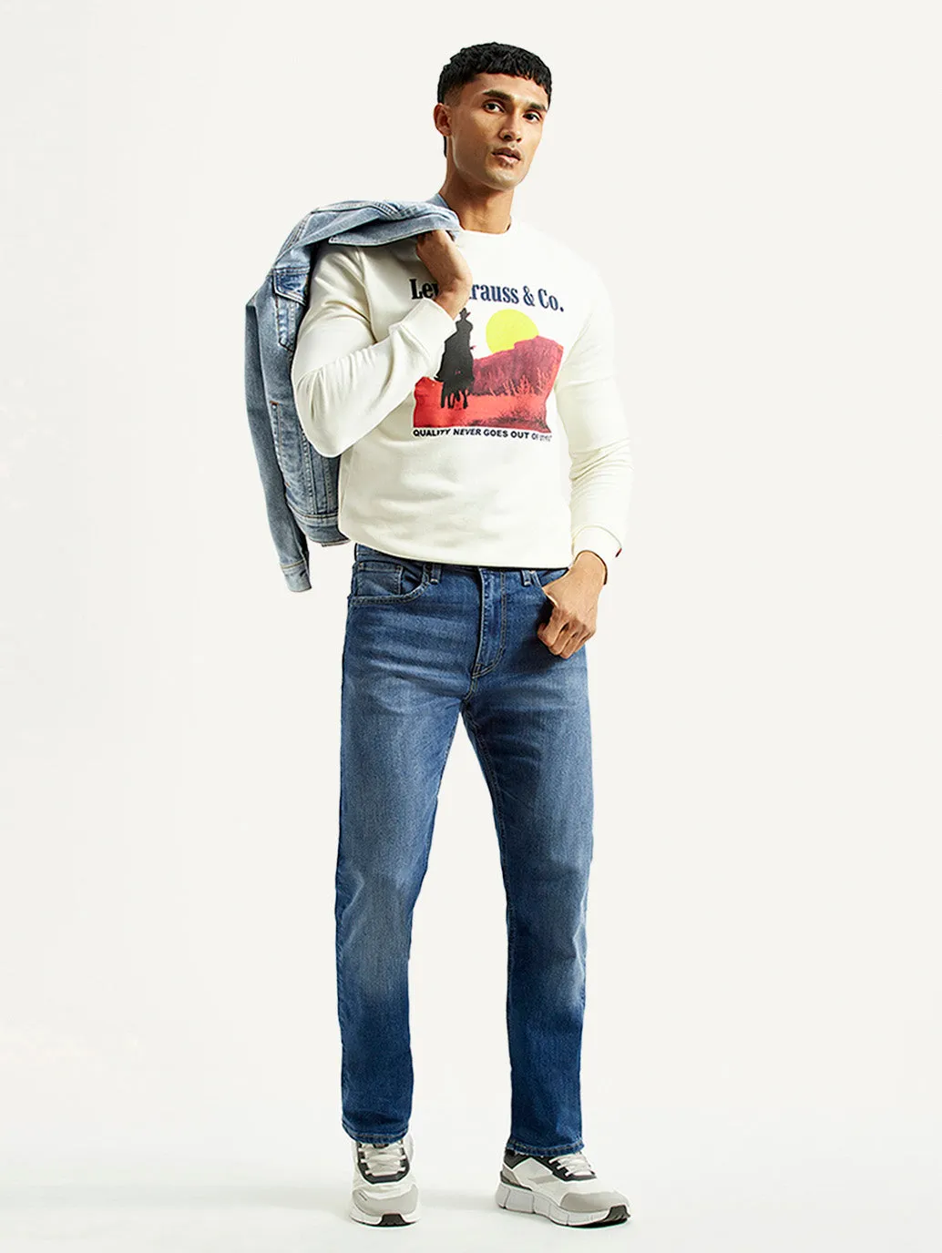 Men's 513 Blue Slim Straight Fit Mid Rise Jeans Neutral Look