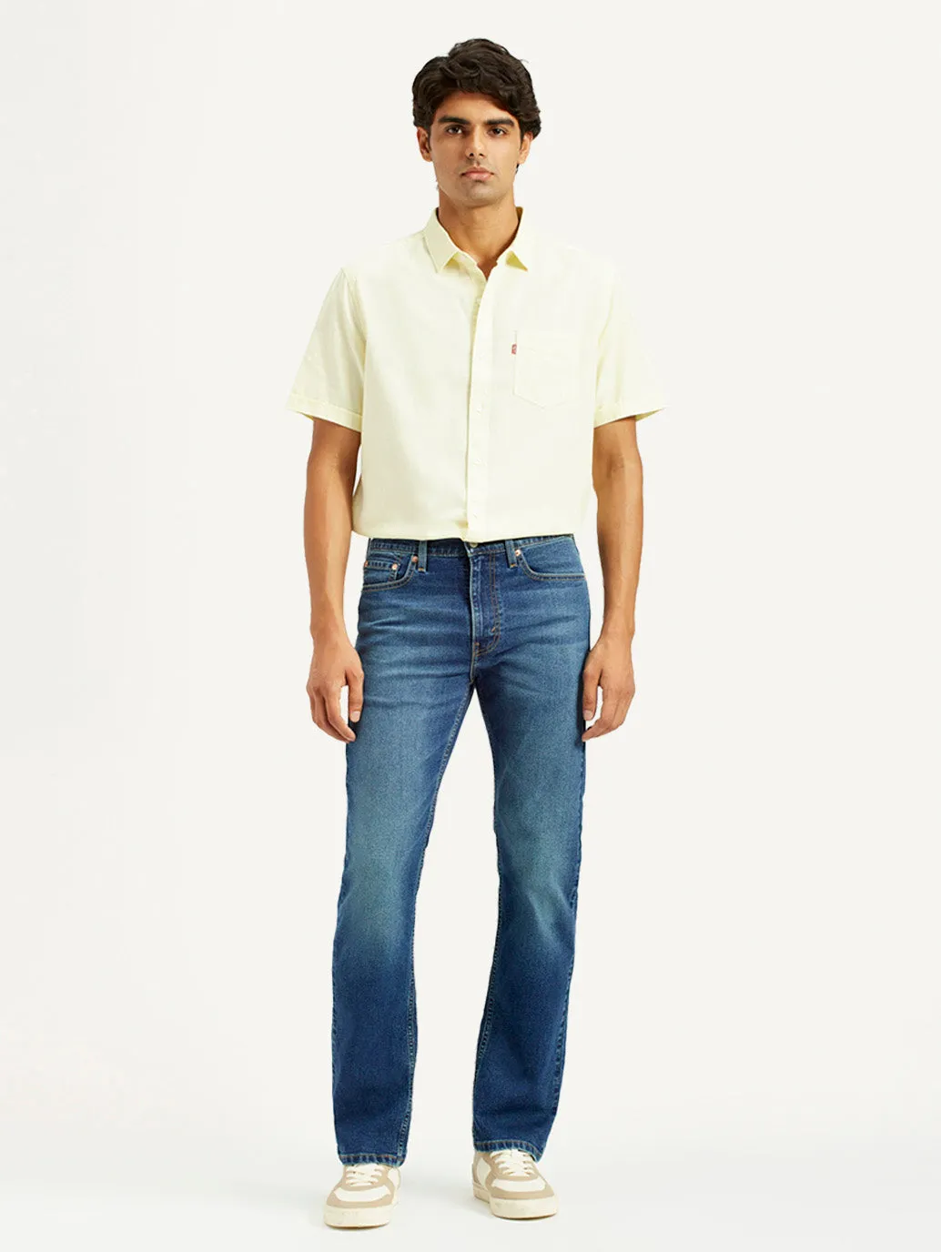 Men's 513 Dark Indigo Slim Straight Fit Mid Rise Jeans Smooth Breathable