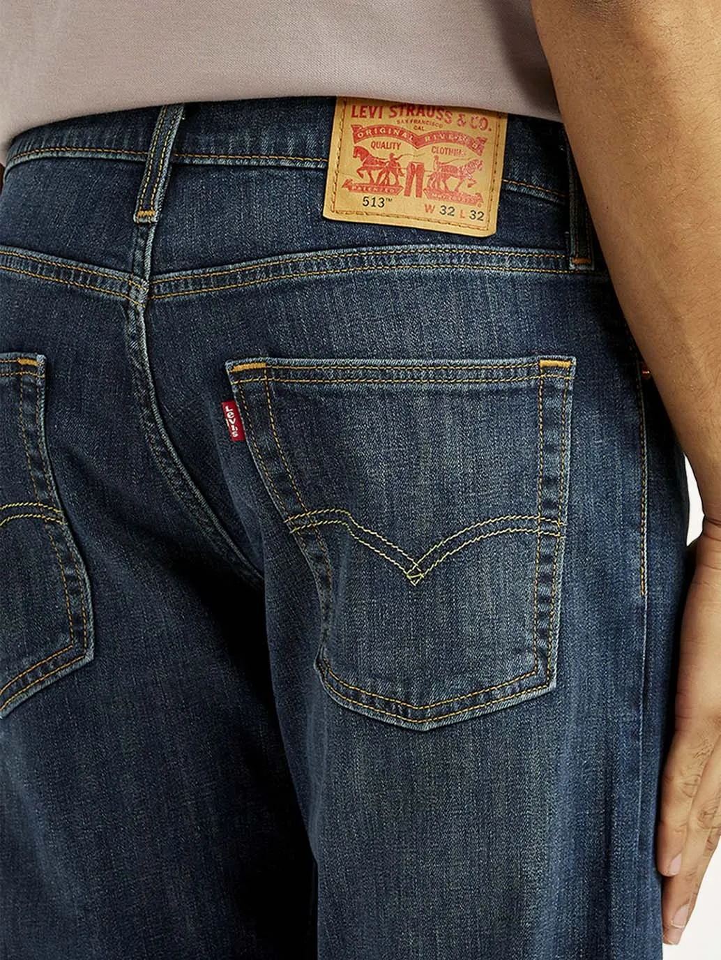 Men's 513 Dark Indigo Slim Straight Fit Mid Rise Jeans High Quality Eco Friendly