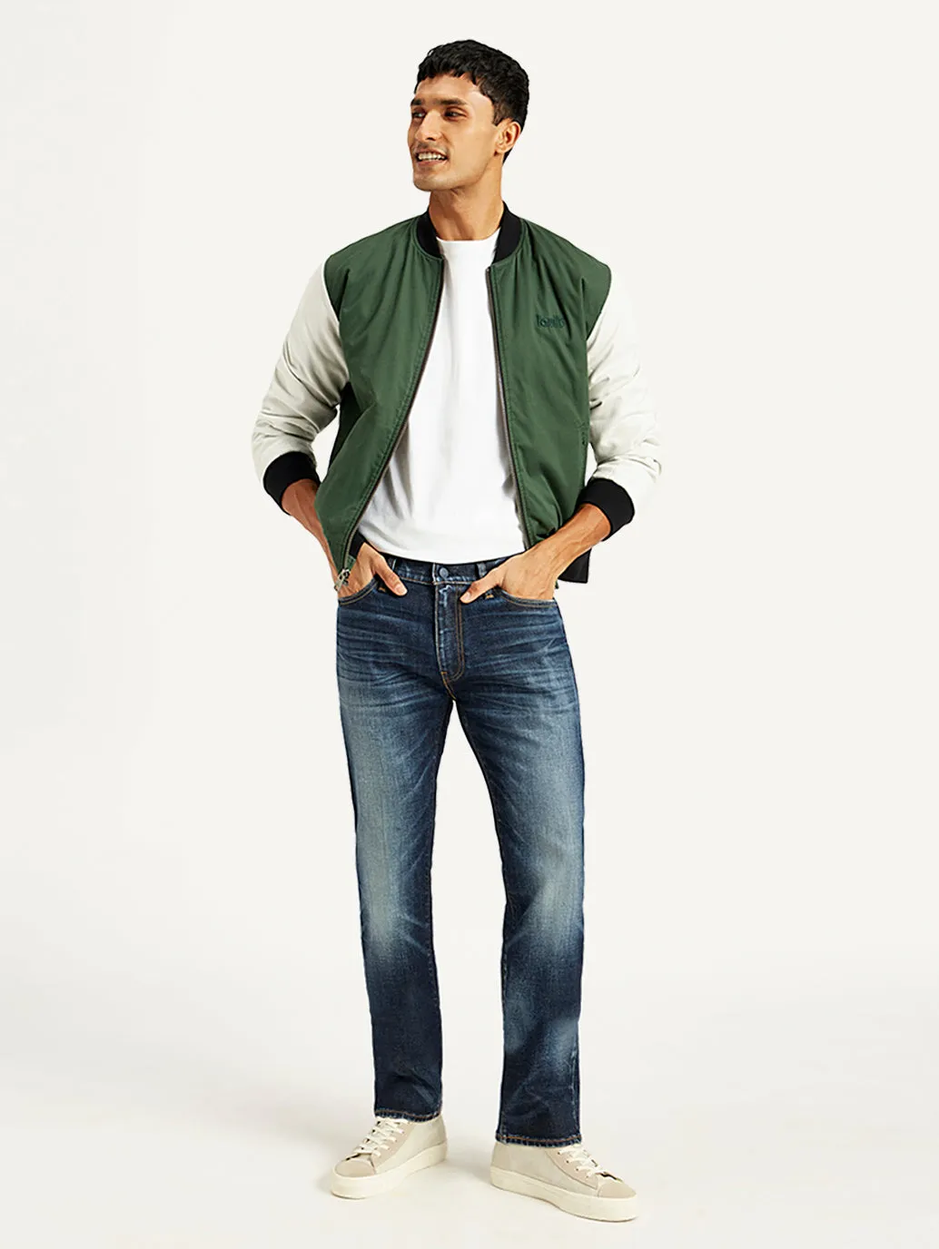 Relaxed Look Men's 513 Navy Blue Slim Straight Fit Mid Rise Jeans