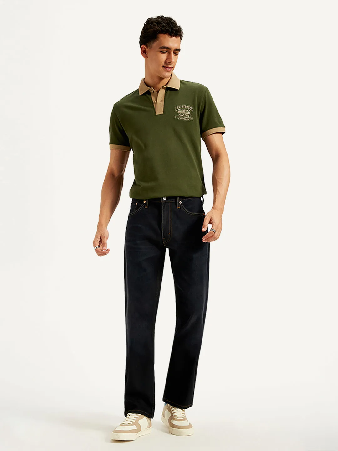 Men's 541 Navy Blue Athletic Tapered Fit Mid Rise Jeans Stylish Casual Evening Stroll Mid Rise Fit