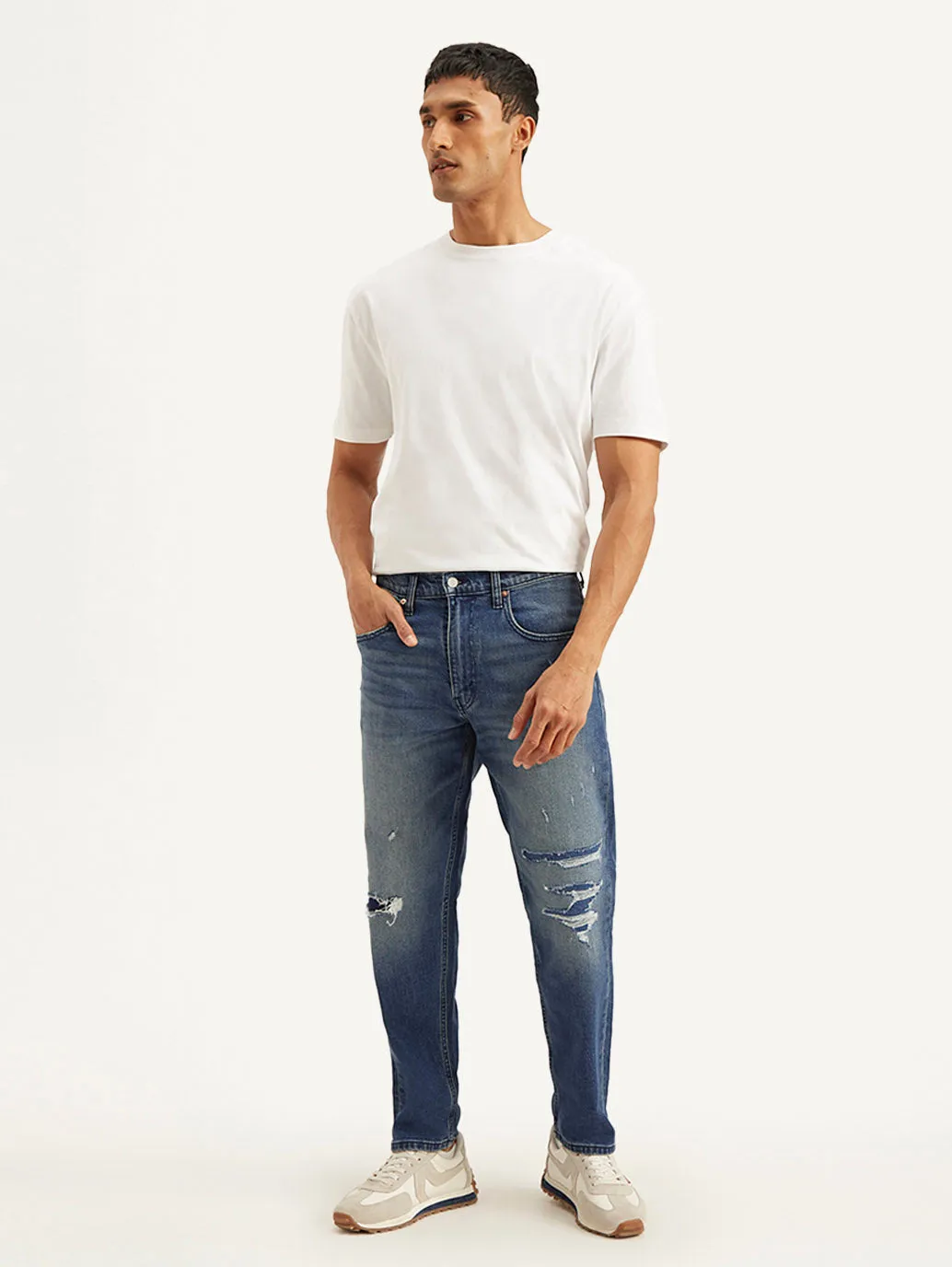 Men's 550'92 Blue Loose Fit Mid Rise Jeans Teen Outfit Night Out Party Look