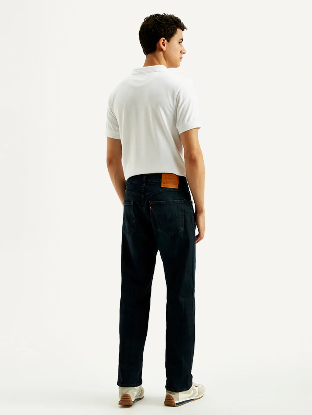 Men's 555 Dark Blue Loose Fit Mid Rise Jeans Night Out Neutral Textured