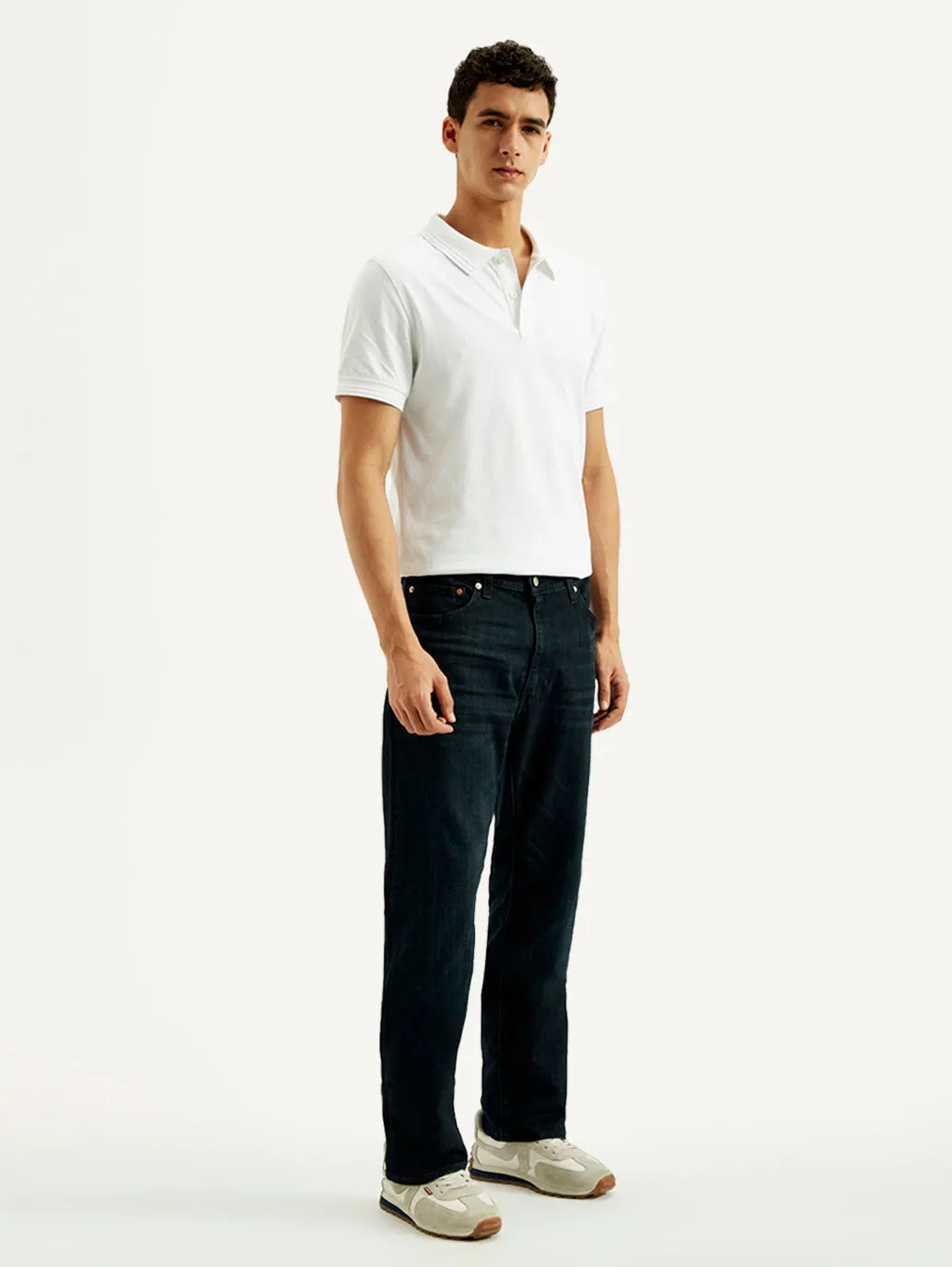 Couple Look Athlete Fit Festival Outfit Quick Outfit Men's 555 Dark Blue Loose Fit Mid Rise Jeans