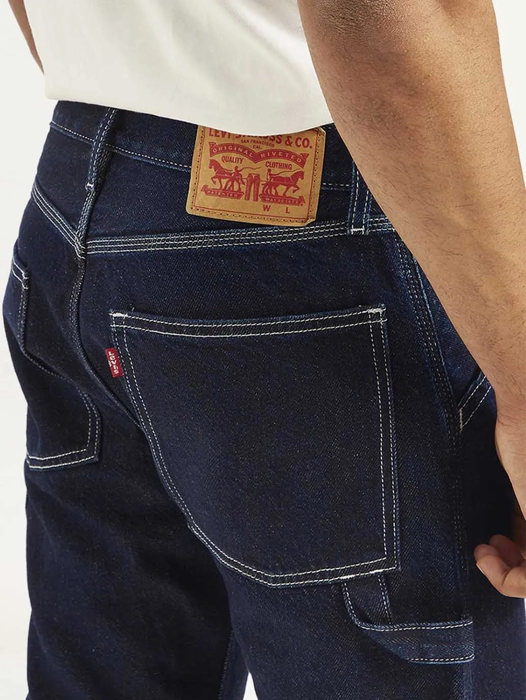 Men's 555 Navy Blue Loose Fit Mid Rise Jeans Office Wear Casual Easy Match