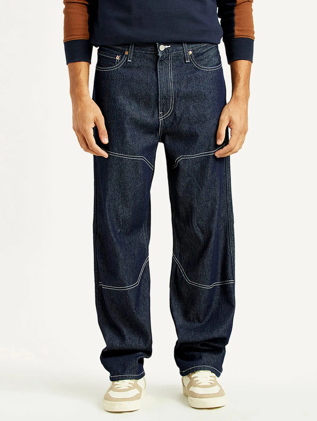 Timeless Piece Breathable Weekend Warrior Travel Outfit Men's 568 Dark Indigo Loose Fit Mid Rise Jeans