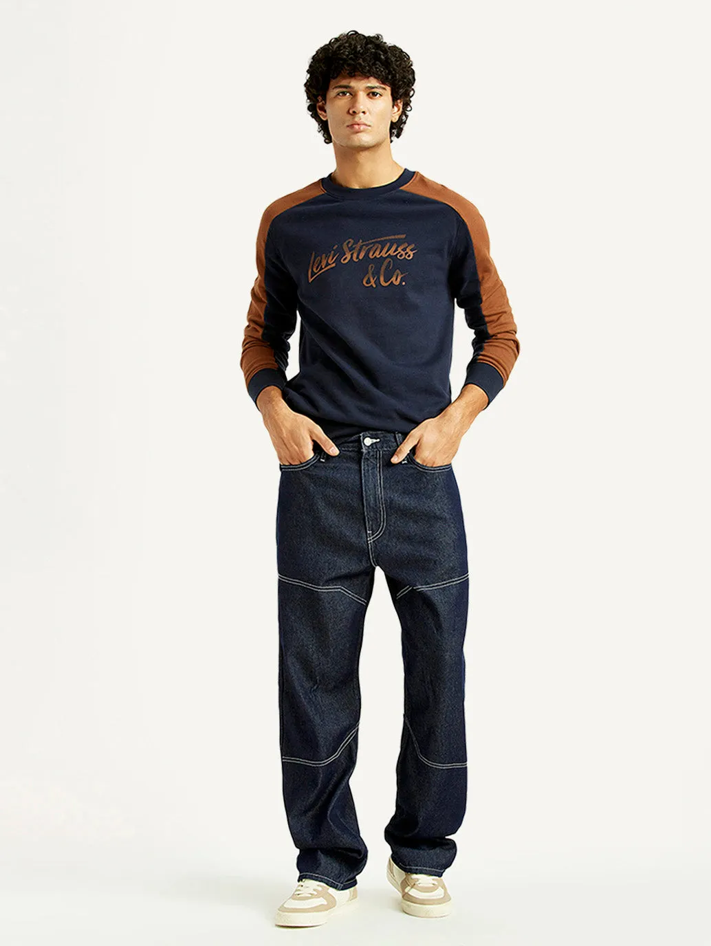 Zero Waste Pattern Design Men's 568 Dark Indigo Loose Fit Mid Rise Jeans