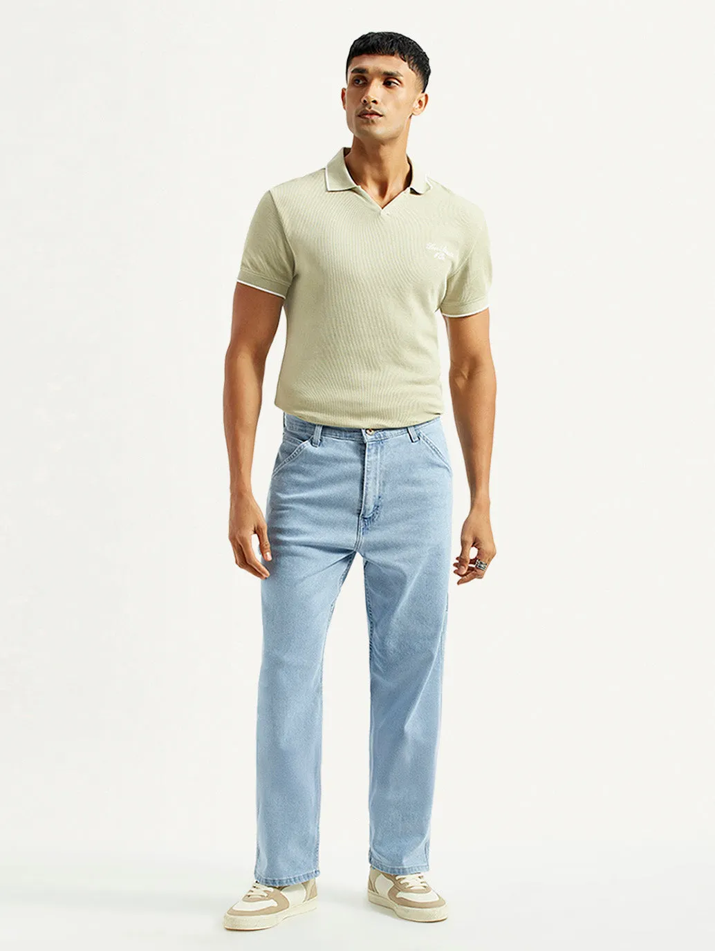 Men's 568 Light Blue Loose Fit Mid Rise Carpenter Jeans Breathable fabric technology Core Fit