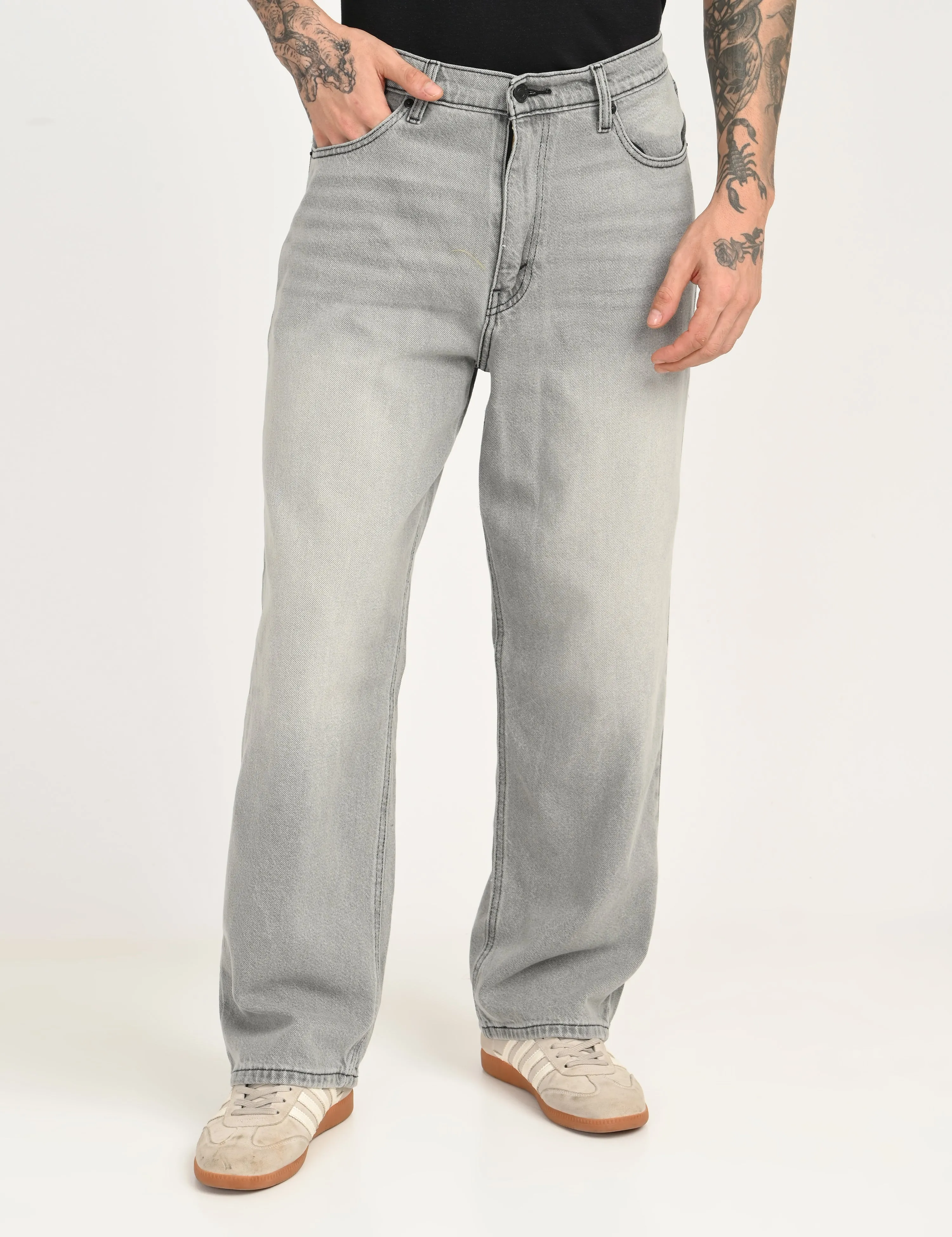 Routine Wear Sunny Vibes Weekend Style Traveler Gear Men's 578 Light Grey Loose Fit Mid Rise Jeans