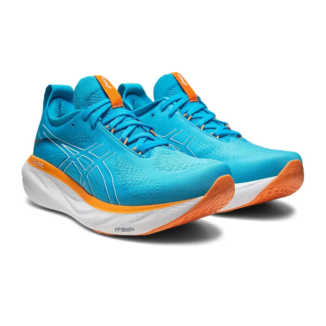 Mens ASICS GEL-Nimbus 25 - Island Blue / Sun Peach Energy Boost Slip Resistant Outdoor Explorers