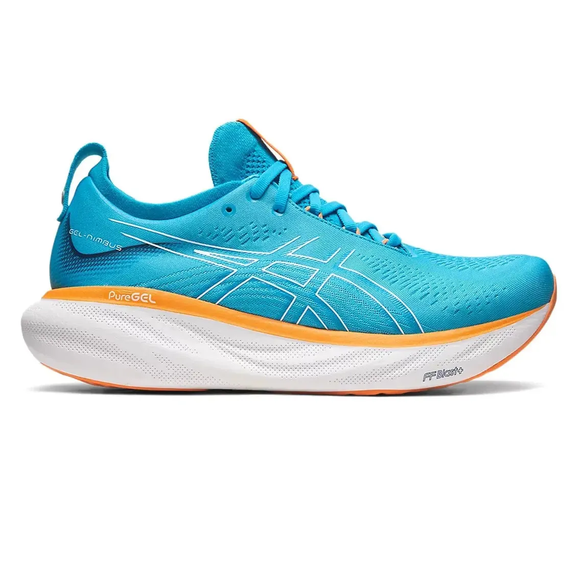 Mens ASICS GEL-Nimbus 25 - Island Blue / Sun Peach Energy Rise Stable Step
