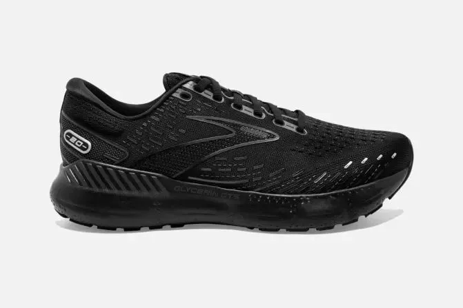 Fire Red Mens Brooks Glycerin GTS 20 (Wide) - Black/ Black